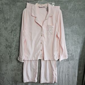 Morning Glory Women's Sz Lg Pink Fleece Pajamas New  2 piece